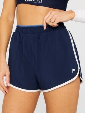 Fabletics Navy High-Waist Dolphin Heritage Running Shorts Size M NWT